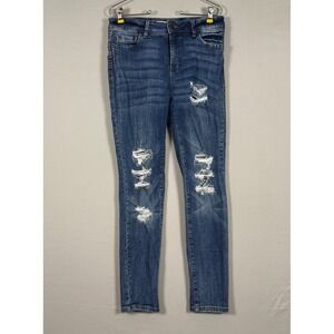 Harmony & Havoc Skinny Jeans Women 8 Blue Excellent Distressed Ripped Denim